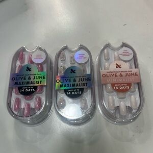 Olive & June Press-On Nails Set - Pink, Iridescent & Cream